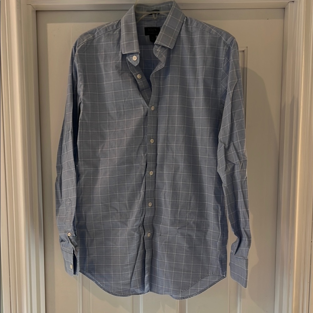 J. Crew Blue and White Dress Shirt with Subtle Pattern